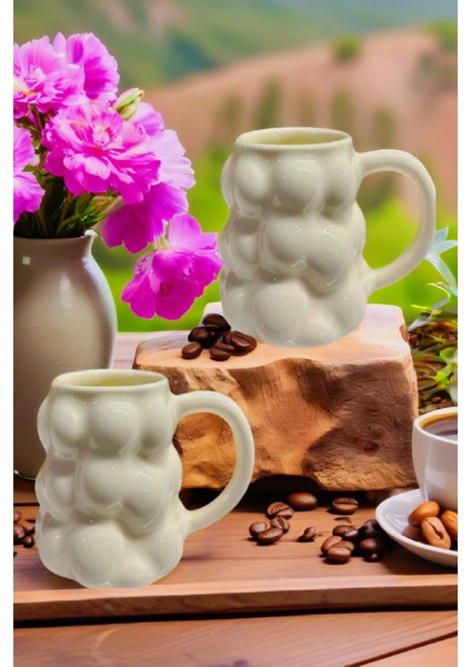 4'lü Porselen Kahve Bardak Seti, Üzüm Şekilli, Bej, 250 Ml, Ofis ve Ev Için Ideal indirimleri