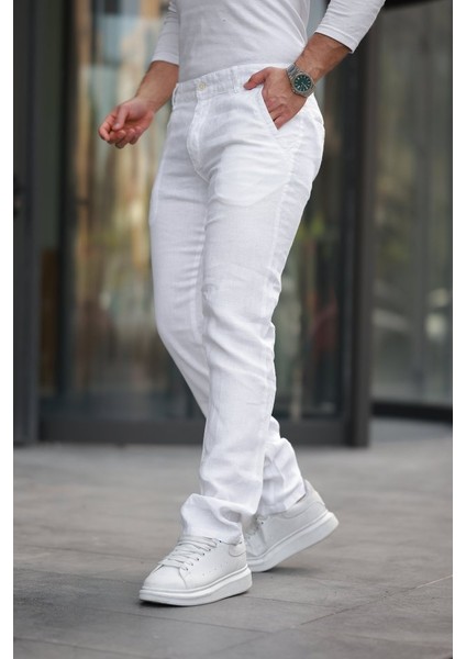 Erkek Rahat Keten Pantolon