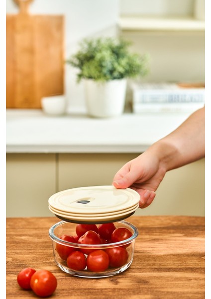 Vakumlu Kapaklı Cam Saklama Kabı 0.6 Lt Bej, Şık ve Pratik Mutfak Gereci modelleri