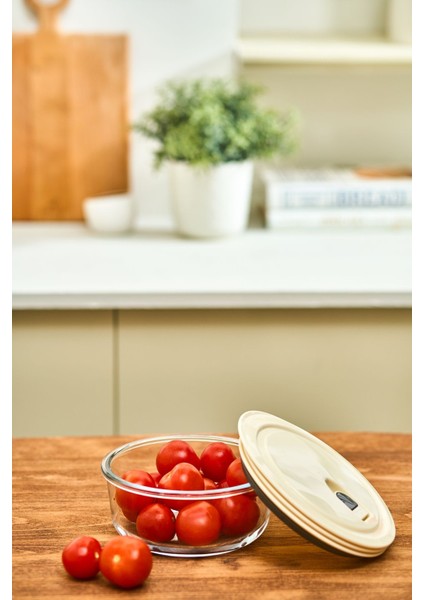 Vakumlu Kapaklı Cam Saklama Kabı 0.6 Lt Bej, Şık ve Pratik Mutfak Gereci fırsatları