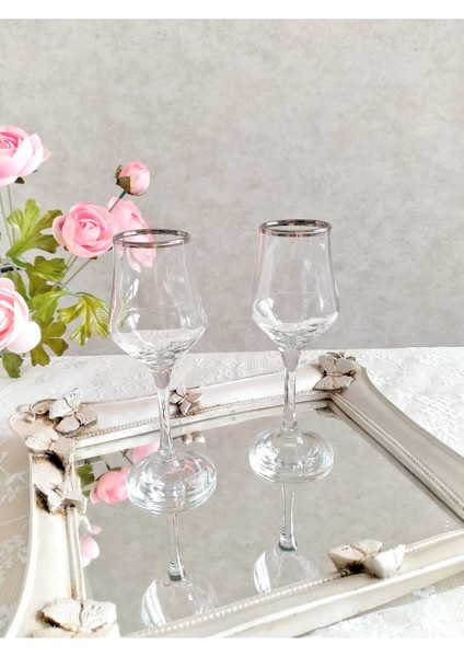 2'li Gümüş Yaldız Cam Su ve Kahve Bardağı Takımı modelleri