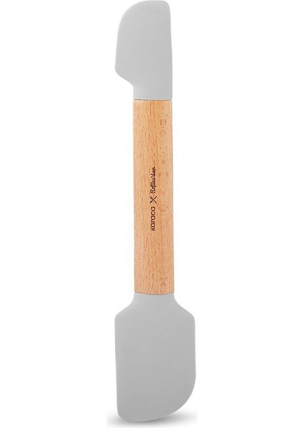 Çift Taraflı Ahşap Spatula 30 Cm, Gri Renkli, Dayanıklı ve Şık Tasarım