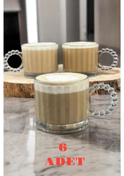 Turuncu 6'lı Büyük Boy Cam Boncuklu Kupa, Şık ve Dayanıklı Tasarım