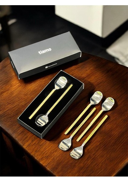 6'lı Gold Çay Kaşık Seti, Şık ve Zarif Tasarım, Günlük Kullanım Için Ideal