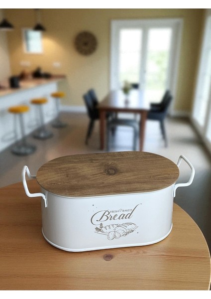 Şık Metal Ekmeklik, Beyaz, Dayanıklı ve Estetik Tasarım