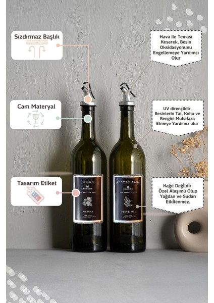 Kahverengi 2'li 750 ml Zeytinyağı ve Sirke Şişesi Seti, Yağdanlık, Yağlık fiyatları