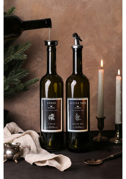 Kahverengi 2'li 750 ml Zeytinyağı ve Sirke Şişesi Seti, Yağdanlık, Yağlık fırsatları
