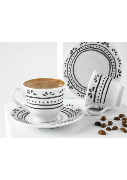 4'lü Porselen Kahve Fincan Takımı, Siyah, 80 Ml, 2 Kişilik, Klasik Tasarım fiyatları
