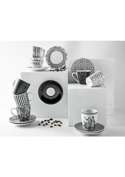 4'lü Porselen Kahve Fincan Takımı, Siyah, 80 Ml, 2 Kişilik, Klasik Tasarım modelleri