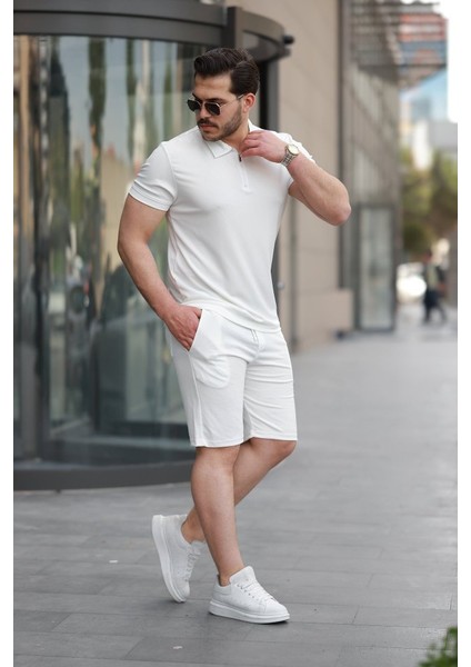 Erkek Yakalı Fermuarlı T-Shirt Şort Ikili Takım fiyatları