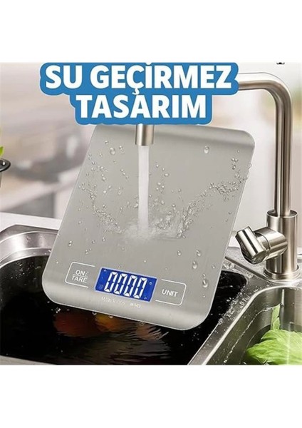 Hassas Dijital Mutfak Tartısı – 5000G / 1g Paslanmaz Çelik, LCD Ekranlı fırsatları