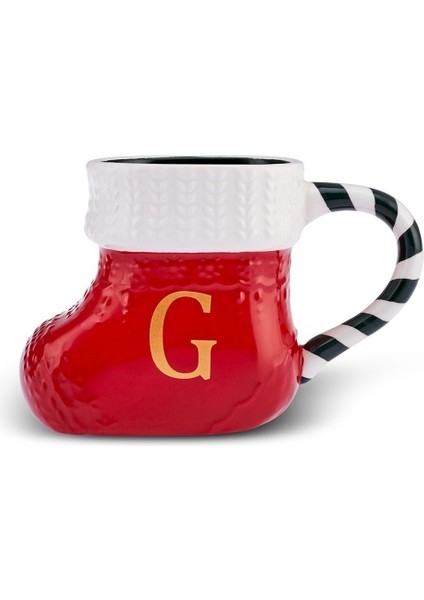 Kırmızı Yılbaşı G Harfli Sıcak Içecek Kupa, Şık ve Eğlenceli Tasarım