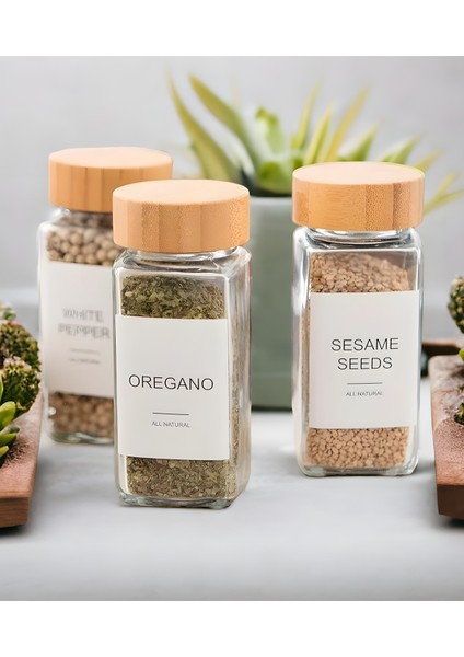 12'li Bambu Kapaklı Baharat Kavanozu Seti, Serpme Başlıklı, Türkçe Etiketli, Şık ve Kullanışlı modelleri
