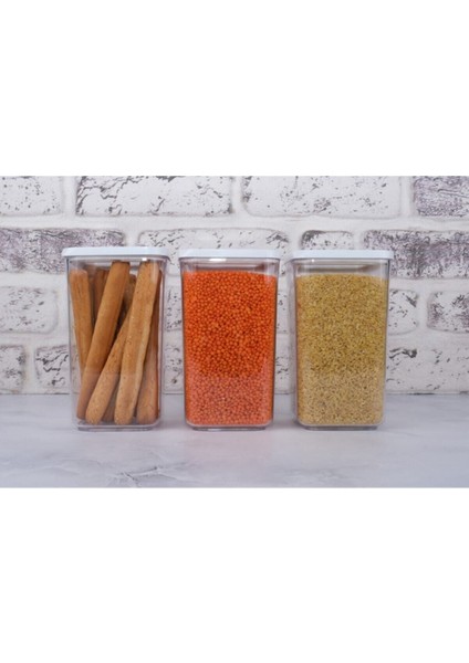 3'lü Kare Saklama Kabı Turuncu, Dayanıklı ve Şık 1200ML Set