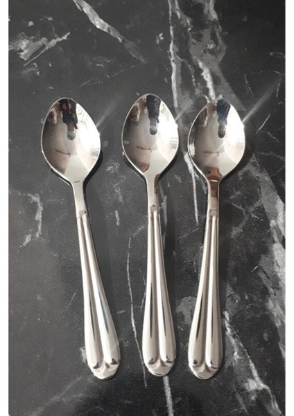 12'li Metalik Sade Çay Kaşığı Seti, Şık ve Kullanışlı Tasarım.