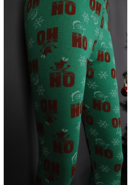 Noel Desenli Kız Tayt