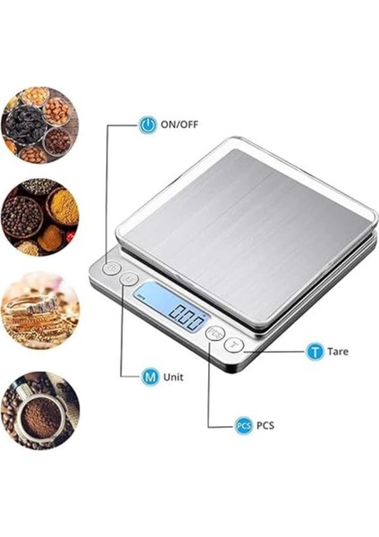 Dijital Mutfak ve Ev Terazisi, 2 Kg, Hassas Ölçüm, Taşınabilir, Kullanışlı