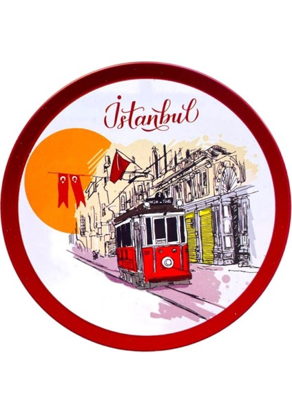 Kedi ve Istanbul Desenli 6'lı Mantar Tabanlı Bardak Altlığı 9cm Seti indirimleri