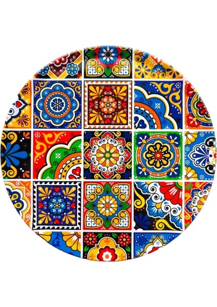 Kedi ve Istanbul Desenli 6'lı Mantar Tabanlı Bardak Altlığı 9cm Seti