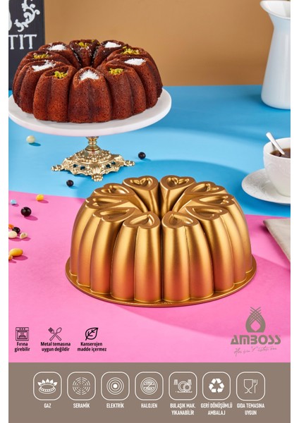 Sarı Döküm Kek Kalıbı, Dayanıklı ve Şık Mutfak Gereçleri