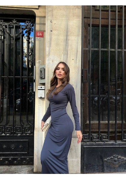 Uzun Kollu Uzun Elbise