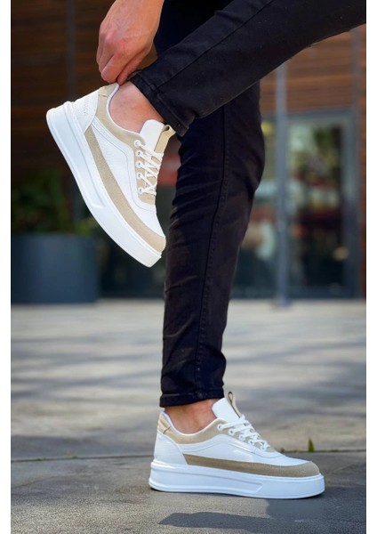 KB-006 Kuback Beyaz Cilt Bej Süet Yüksek Taban Bağcıklı Günlük Erkek Ayakkabı modelleri