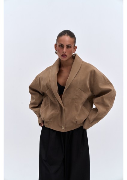 Bandera Koyu Bej Unisex Bomber Ceket