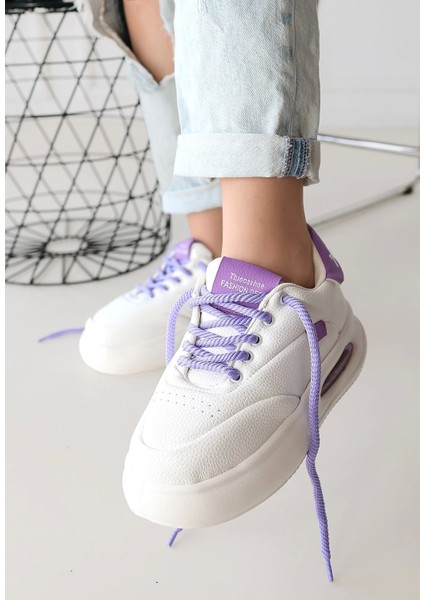 Chris Beyaz Cilt Lila Detaylı Bağcıklı Spor Ayakkabı fiyatları