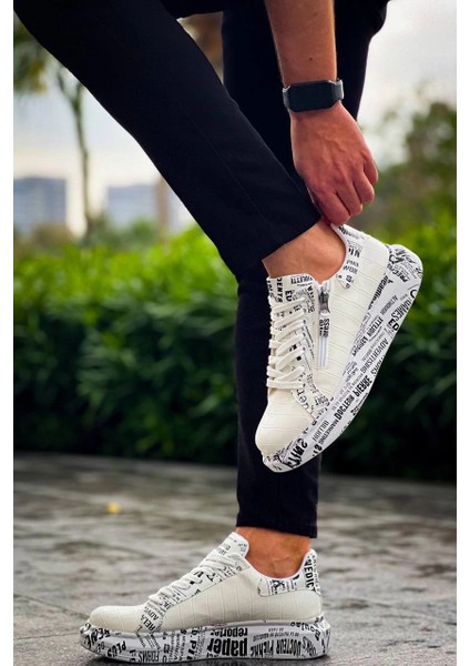 Kb-02 Kuback Bağcıklı Crocodile Beyaz Gazete Günlük Erkek Ayakkabı