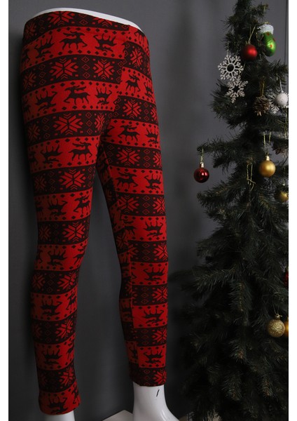 Noel Desenli Kız Tayt