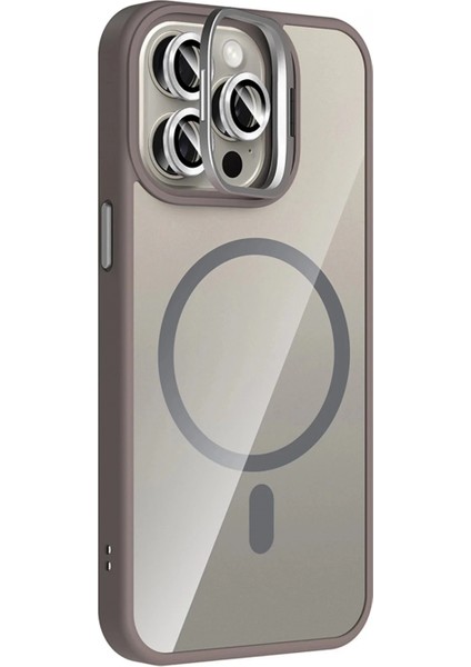 Apple iPhone 14 Pro Max Remim Lensli Magsafe Standlı Kapak - Titan Gri fiyatları