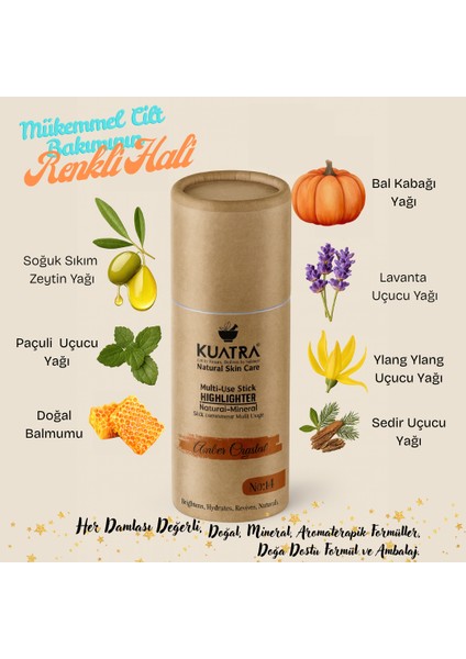 Amber Crystal – Doğal Bakır Işıltı Highlighter Stick | Nemlendirici & Antioksidan | Plastiksiz Ambalaj fiyatları