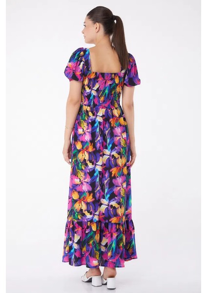 Kadın Fuşya Gipeli Kısa Kollu Elbise modelleri