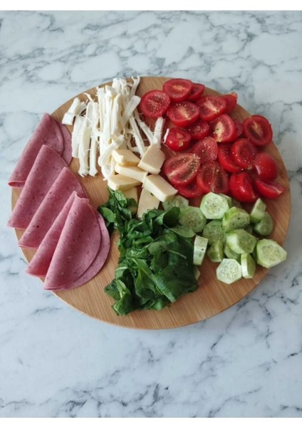 Bambu 360° Döner Sunum Tabağı, Pizza, Kahvaltı, Lahmacun, Peynir, 33X33CM