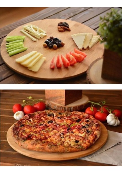 Bambu 360° Döner Sunum Tabağı, Pizza, Kahvaltı, Lahmacun, Peynir, 33X33CM modelleri