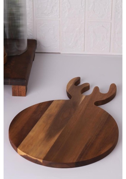 Doğal Ahşap Geyik Kesim Panosu, Et ve Meyve Sunum Tahtası