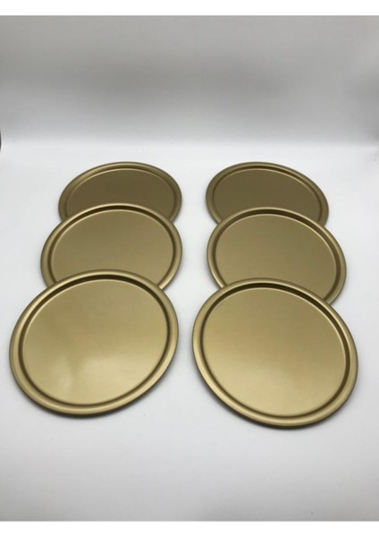 6'lı Renkli Metal Dekoratif Sunum Tepsisi, 23 Cm, Çay, Kahve ve Pasta Servisi fiyatları