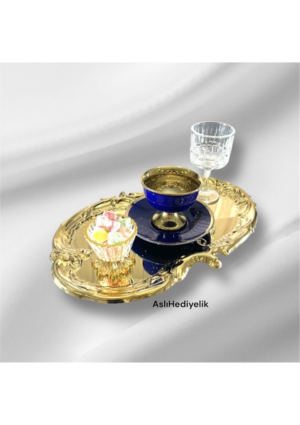 Renkli Paslanmaz Çelik Işlemeli Sunum Tepsisi, Çay, Kahve, Ikram ve Çeyizlik 2'li Set fiyatları
