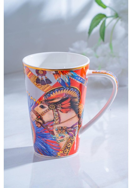 Renkli Porselen Kupa - 380 Ml, Şık ve Dayanıklı, Sıcak ve Soğuk Içecekler Için