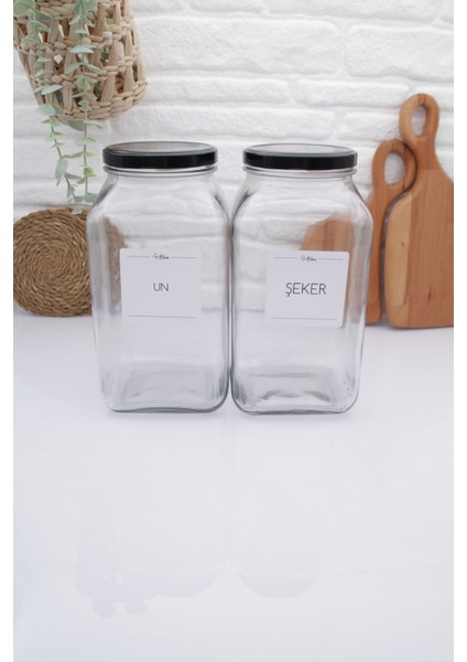 Siyah Kapaklı Cam Saklama Kabı 3000ML, Şeker ve Gıda Saklama Için Uygun fiyatları