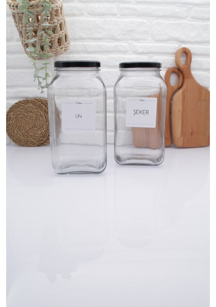Siyah Kapaklı Cam Saklama Kabı 3000ML, Şeker ve Gıda Saklama Için Uygun modelleri