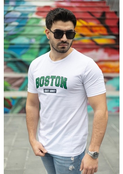 Erkek Boston Baskılı Süprem T-Shirt fırsatları