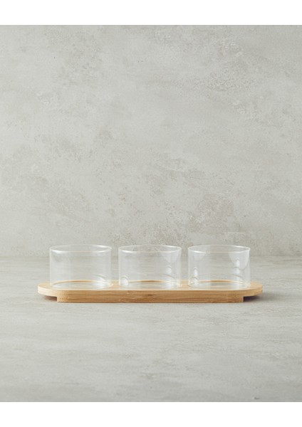 Şeffaf 3'lü Borosilkat Sunumluk, 34X10,5 Cm, Şık ve Kullanışlı Tasarım