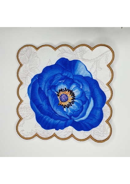 6'lı Renkli Nakışlı Gelincik Çiçeği Tasarımlı Kumaş Kokteyl Peçetesi indirimleri