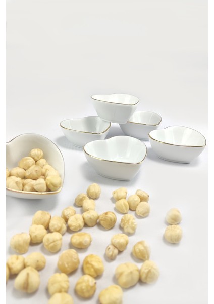 Yaldızlı 6'lı Porselen Kalpli Kase, 7 Cm, Renkli, Zarif ve Şık Tasarım fiyatları