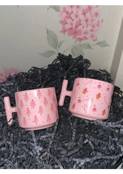 Pembe Seramik Kupa Bardak, Yılbaşı Teması, Hediye Seçeneği fiyatları