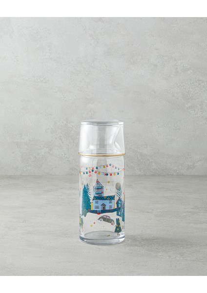 Cam Başucu Sürahi Seti 700 ml ve 220 Ml, Kırmızı ve Yeşil Renk Seçenekleriyle