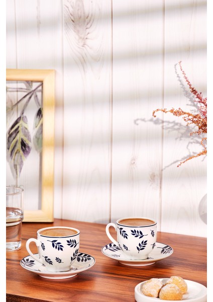 2 Kişilik 90 ml Lacivert Seramik Kahve Fincan Takımı
