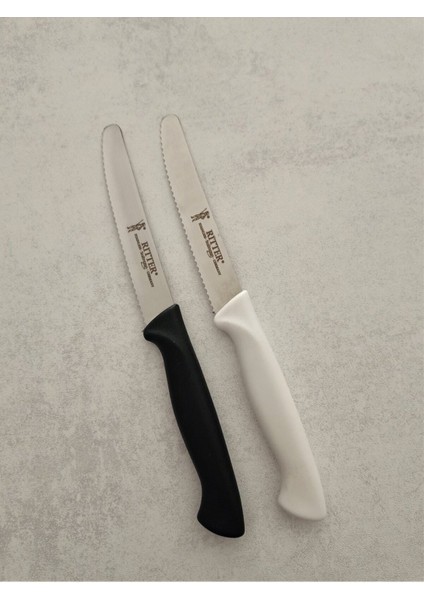 Tırtıklı Sebze Doğrama Bıçağı Çiftli Siyah-Beyaz Set