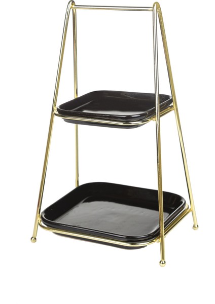 Kare Iki Katlı Sunumluk Teli, Gold Kaplama, Şık ve Zarif Tasarım modelleri